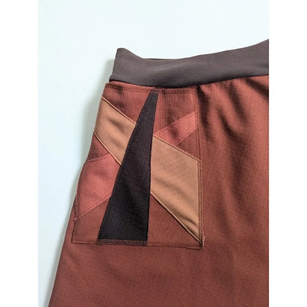 Gajettes Handmade Aline Boho Skirt Size Small Burnt Orange And Stretch Waist